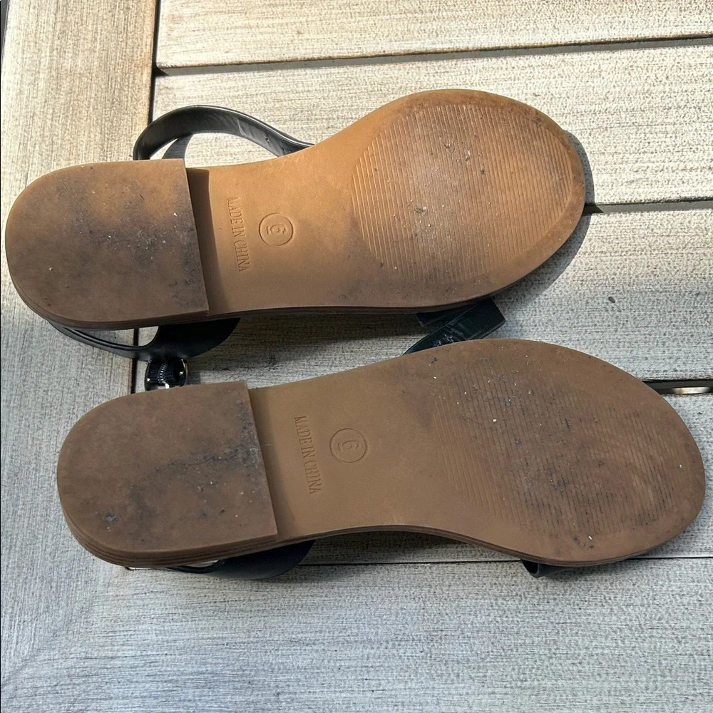 Steve Madden Black and Tan Studded Ankle Strap Sandals - Picture 4 of 4